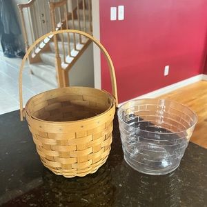 EUC Longaberger Handled Basket with Protector